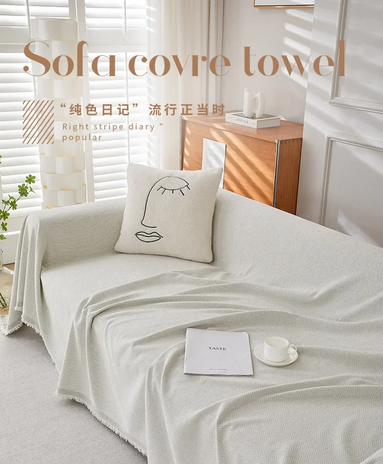 Couch Cover Luxurious Chenille Sofa Covers with Elegant Fringe