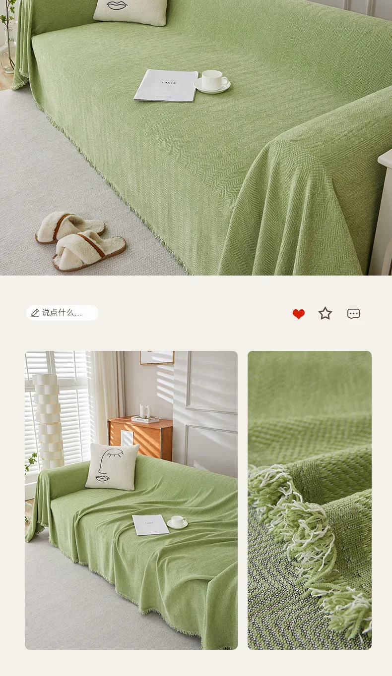 Couch Cover Luxurious Chenille Sofa Covers with Elegant Fringe