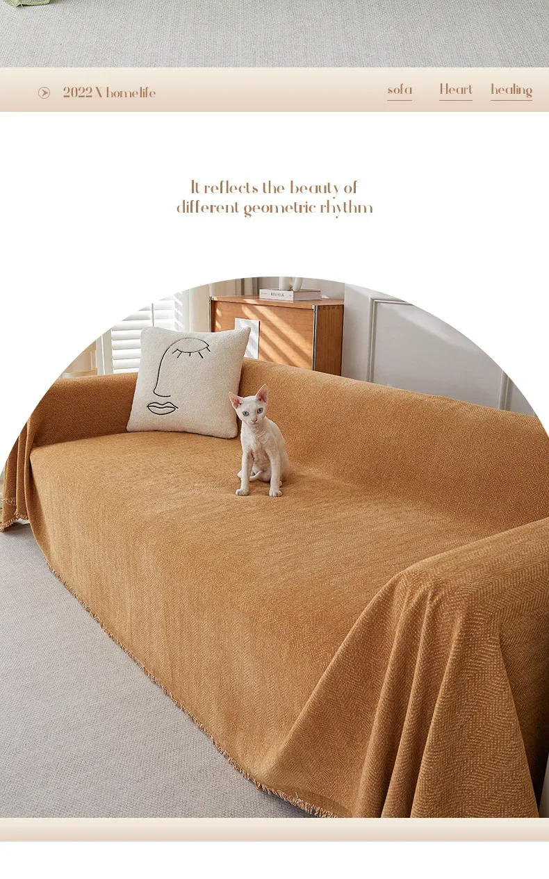 Couch Cover Luxurious Chenille Sofa Covers with Elegant Fringe