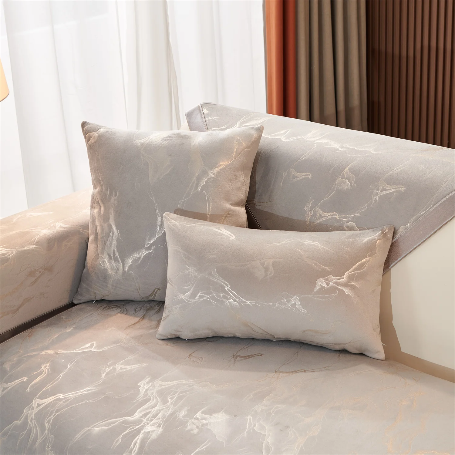 Marble Lines print velvet Sofa Cover for L Shape Sofa Covers Marble Lines print velvet Sofa Cover for L Shape Sofa Covers