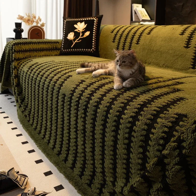 Thicken Warm Jacquard Tuffed Fleece Sofa Towel for Living Room Thicken Warm Jacquard Tuffed Fleece Sofa Towel for Living Room