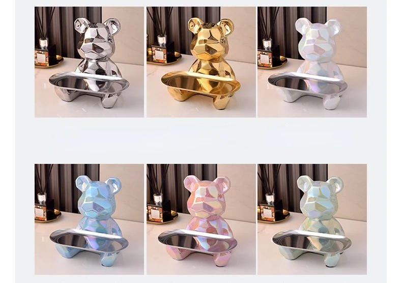 Geometric bear statue with tray storage Geometric bear statue with tray storage