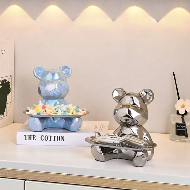 Geometric bear statue with tray storage FIGURINES & MINIATURES Color : Gold-A|Silver-A|White-A|Pink-A|Blue-B|Green-B Geometric bear statue with tray storage FIGURINES & MINIATURES Color : Gold-A|Silver-A|White-A|Pink-A|Blue-B|Green-B