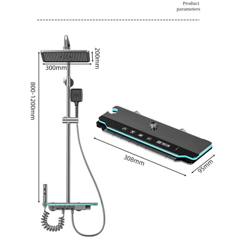 4 Functions Luxury Bathroom Shower Faucet Set  Digital Temperature Display With Light Shower Hot Cold Shower Mixer Taps