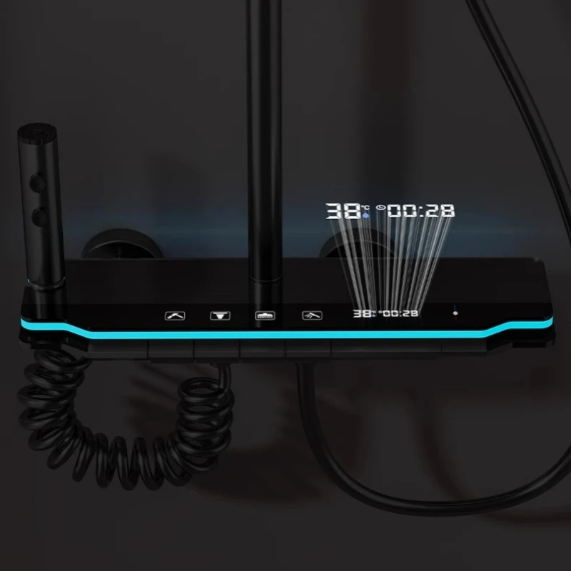 4 Functions Luxury Bathroom Shower Faucet Set  Digital Temperature Display With Light Shower Hot Cold Shower Mixer Taps