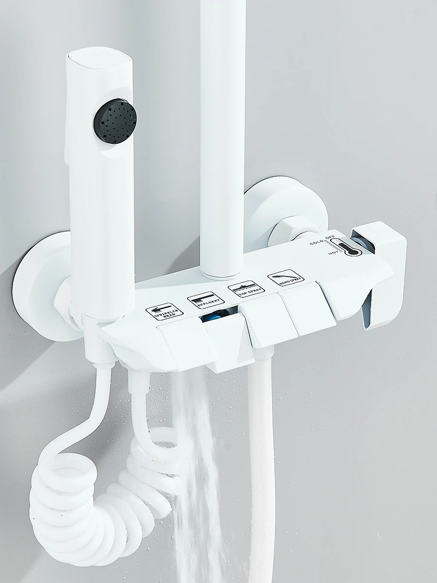 4-way Piano Shower System With Rain Shower Bidet Faucet Hot Cold Water Mixer For Bathroom Shower Kit