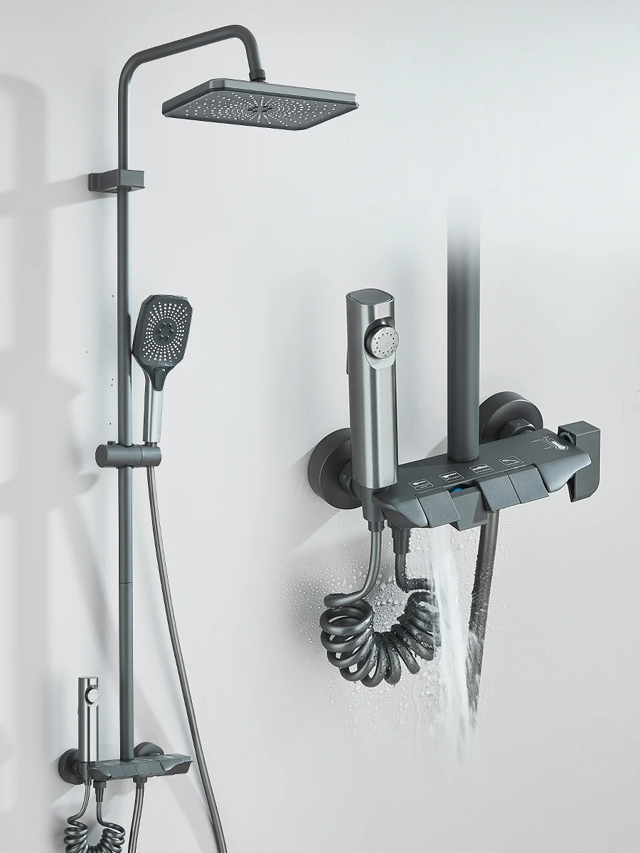 4-way Piano Shower System With Rain Shower Bidet Faucet Hot Cold Water Mixer For Bathroom Shower Kit