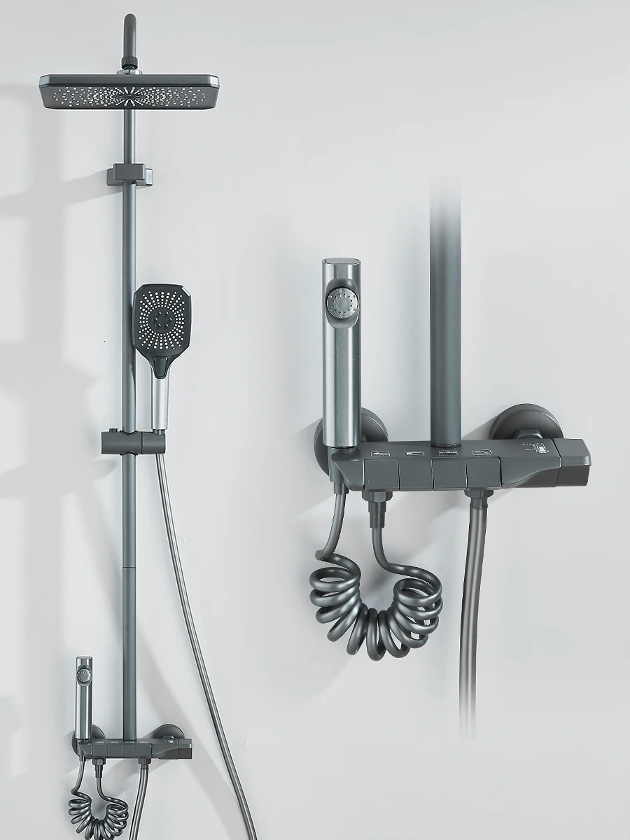 4-way Piano Shower System With Rain Shower Bidet Faucet Hot Cold Water Mixer For Bathroom Shower Kit