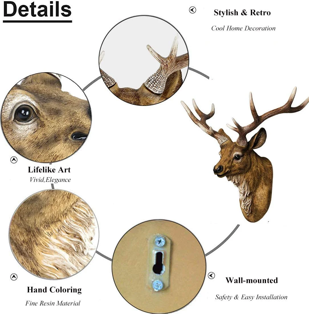 Faux Deer Head 17 inch Faux Animal Head Wall Décor Faux Deer Head 17 inch Faux Animal Head Wall Décor