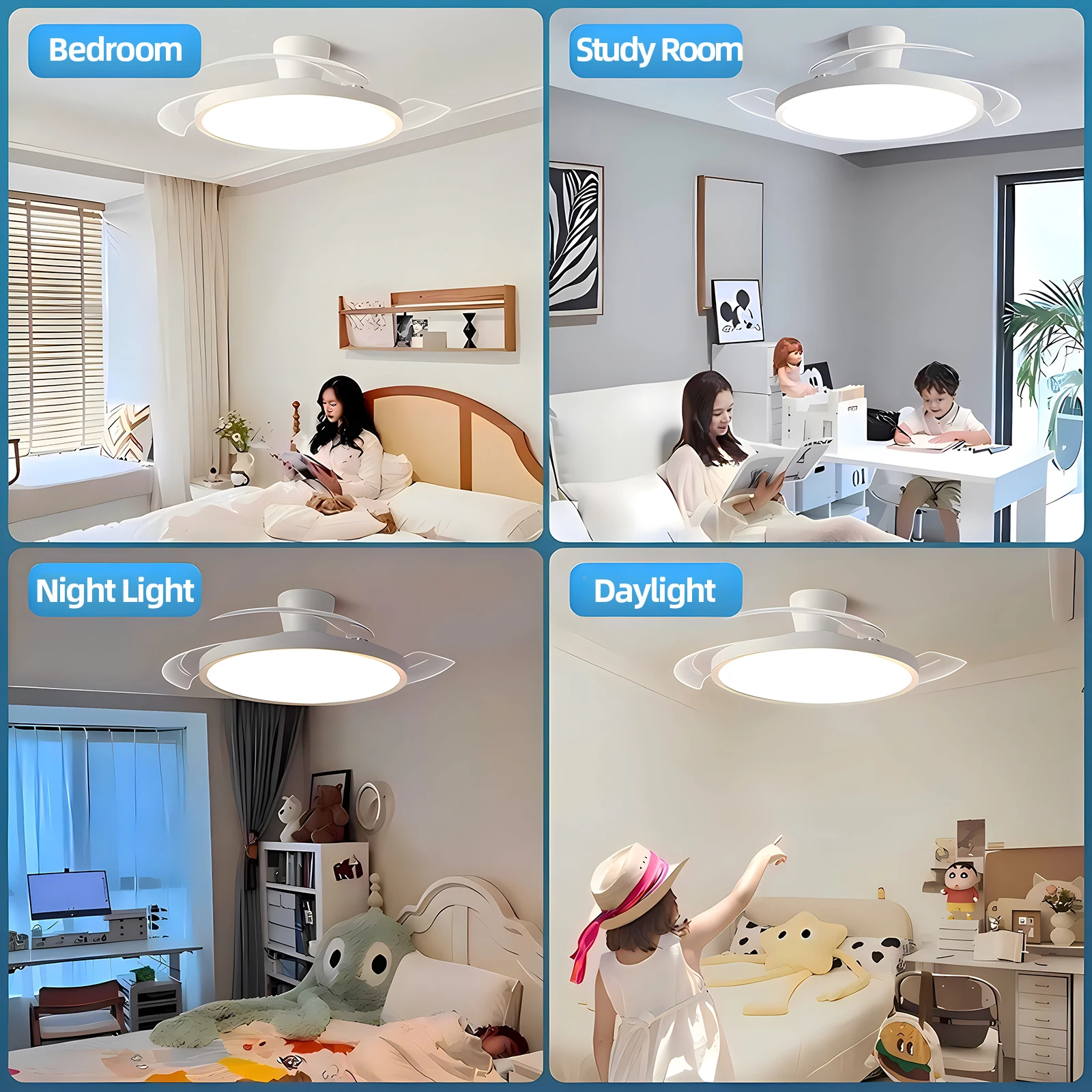 Modern Invisible Ceiling Fan with LED Light