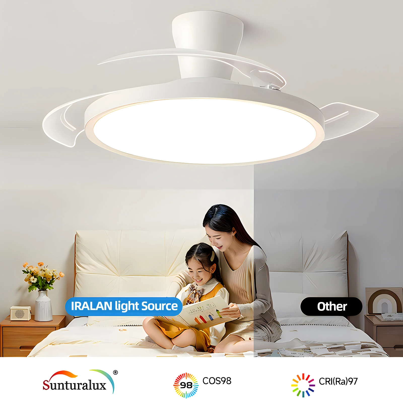 Modern Invisible Ceiling Fan with LED Light