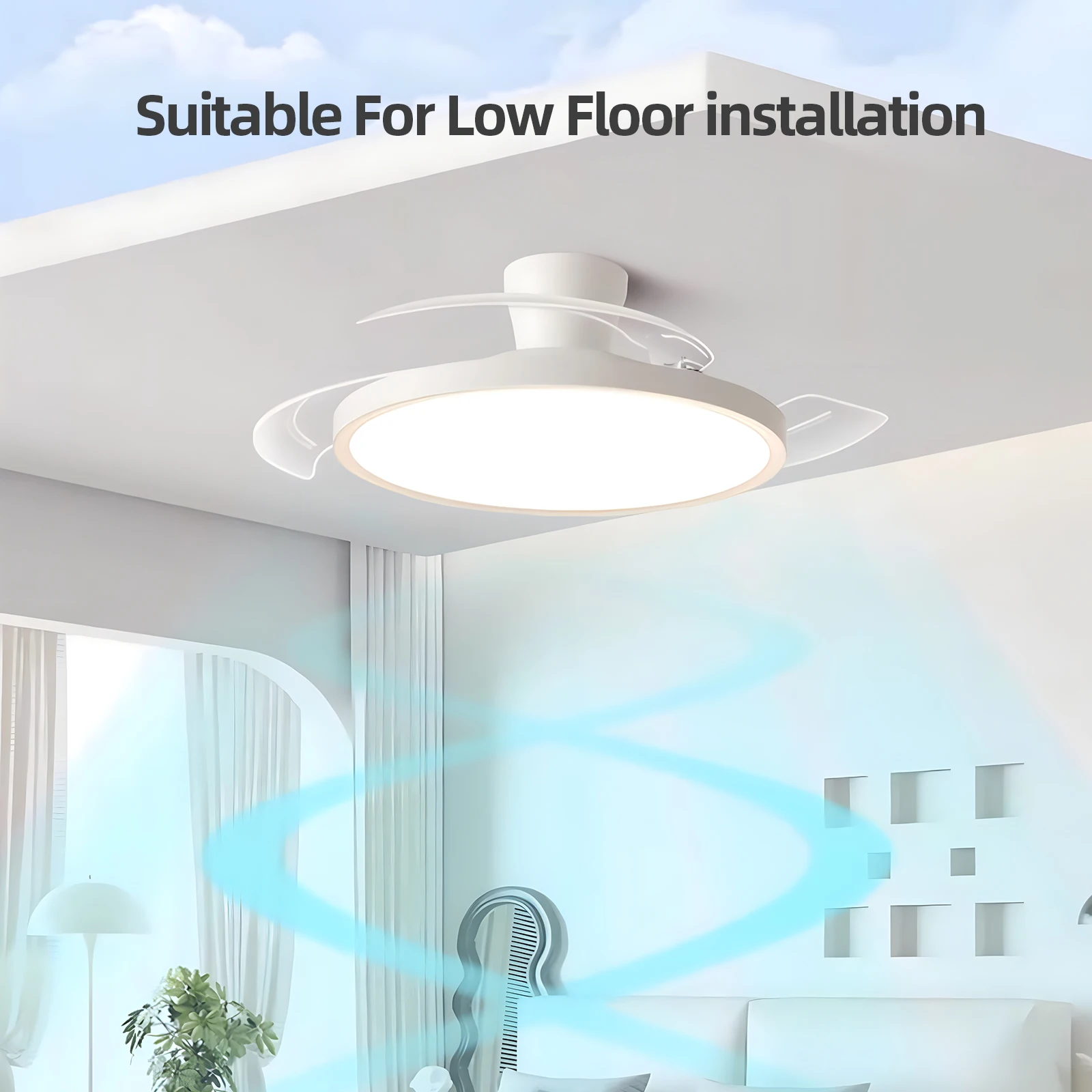 Modern Invisible Ceiling Fan with LED Light