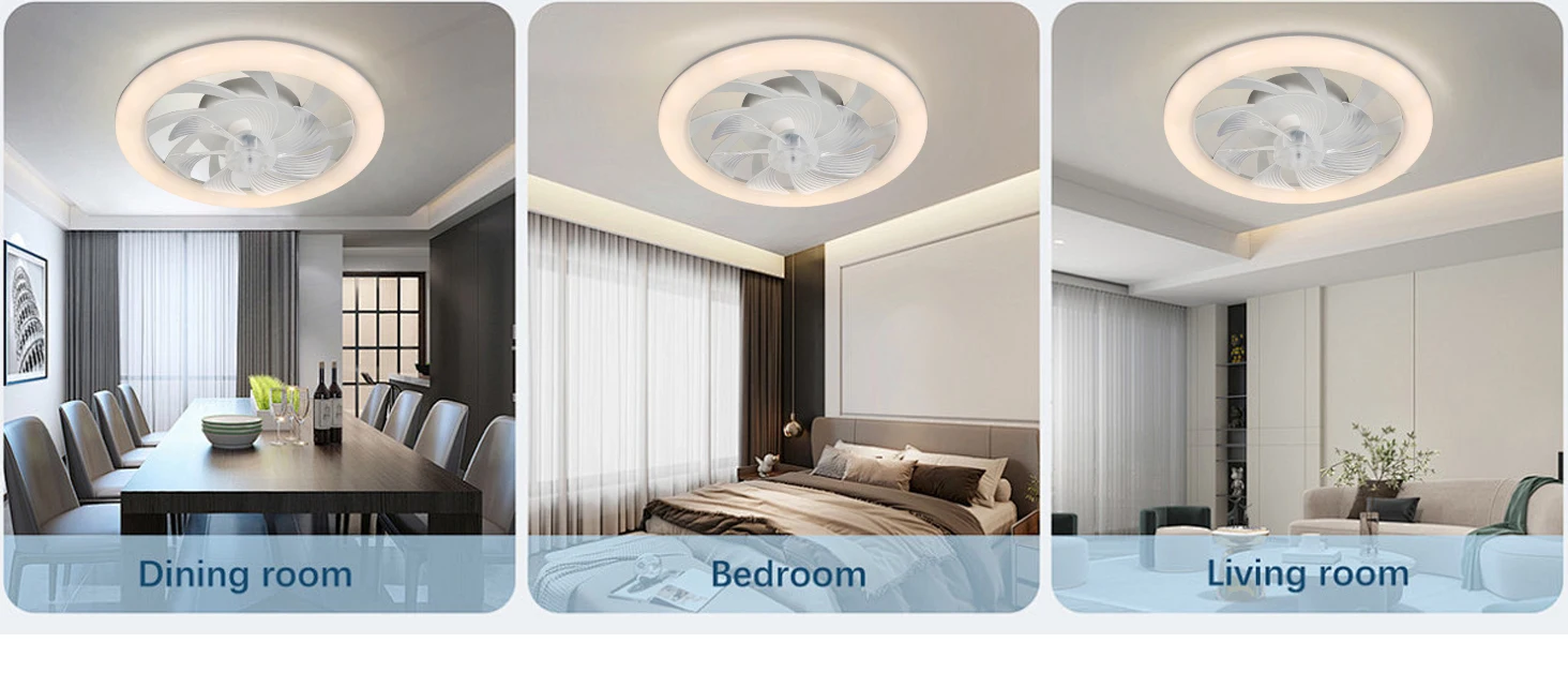 48cm Low Floor Thin LED Ceiling Fan Ceiling Light, with Lighting, Low Noise, Remote