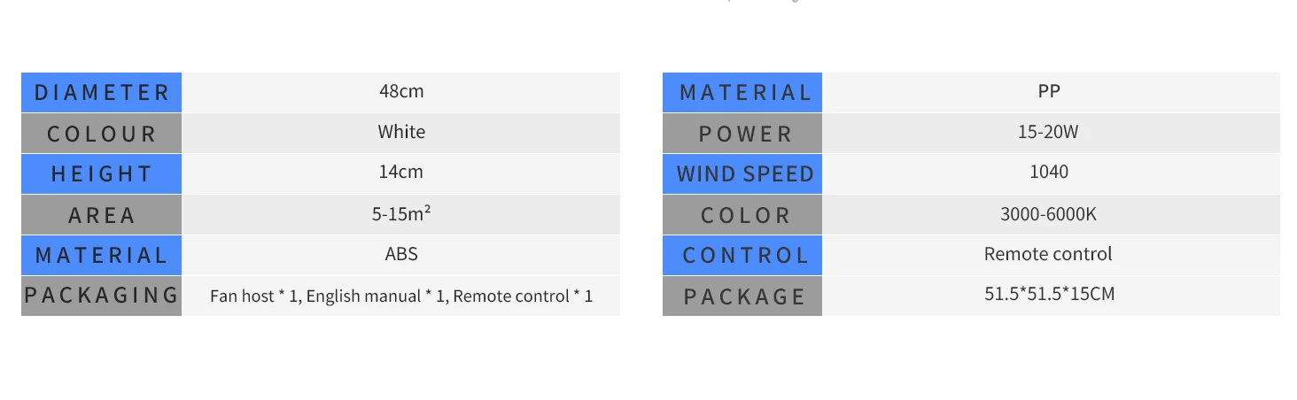 48cm Low Floor Thin LED Ceiling Fan Ceiling Light, with Lighting, Low Noise, Remote