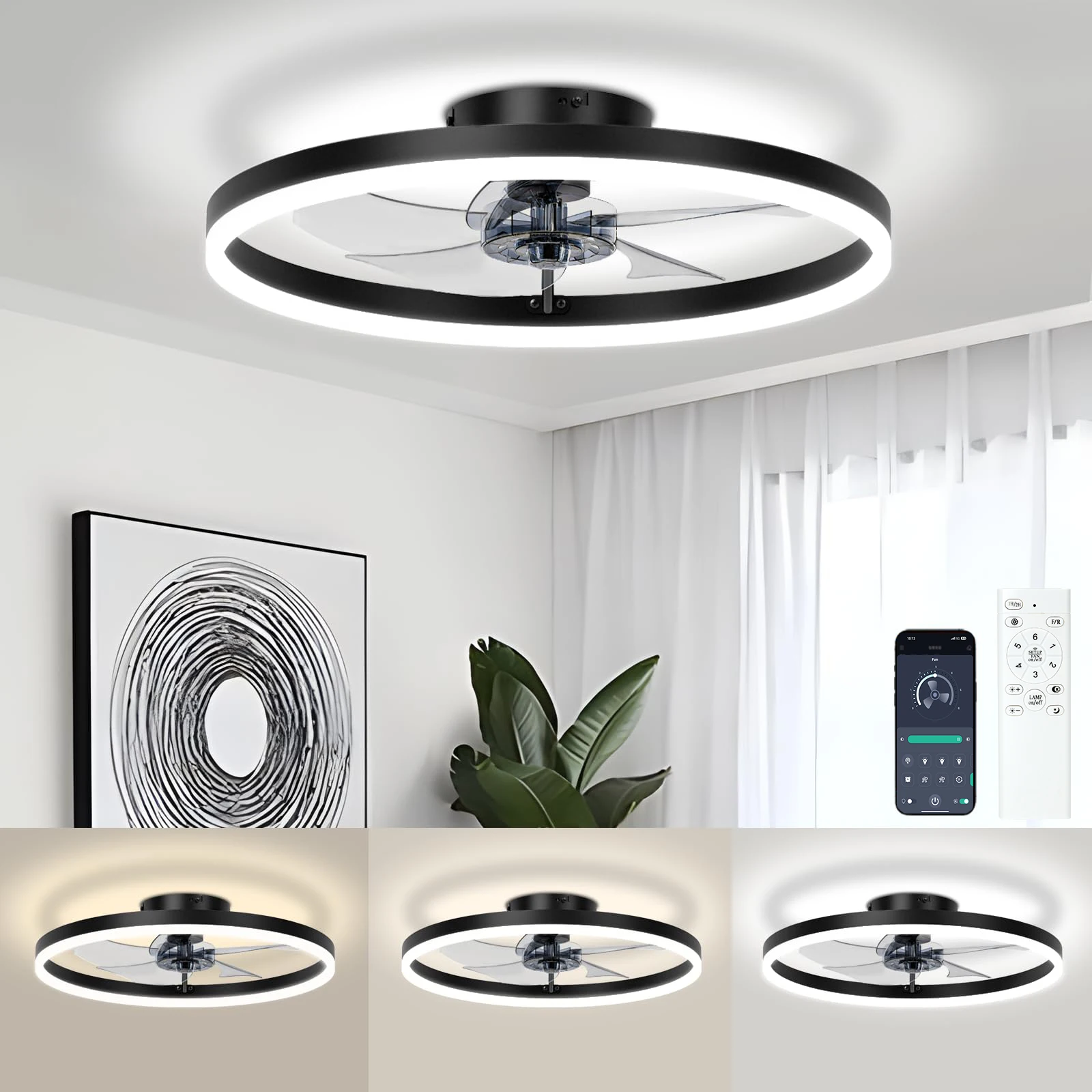 Smart Ceiling Fan with Lights and Remote