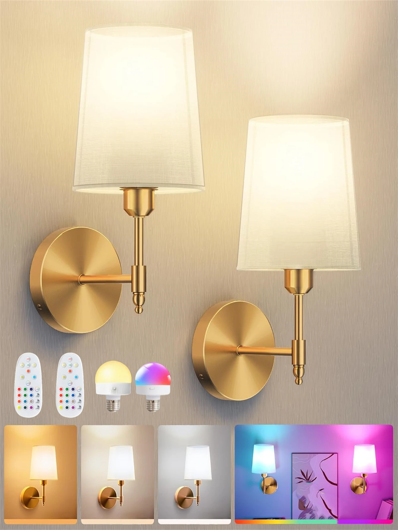 Wireless Rechargeable Battery-Powered Wall Light with 4000 Mah LIGHTING Lampshade Color : Golden -1Pack|Golden -2Pack|Black -2Pack Wireless Rechargeable Battery-Powered Wall Light with 4000 Mah LIGHTING Lampshade Color : Golden -1Pack|Golden -2Pack|Black -2Pack
