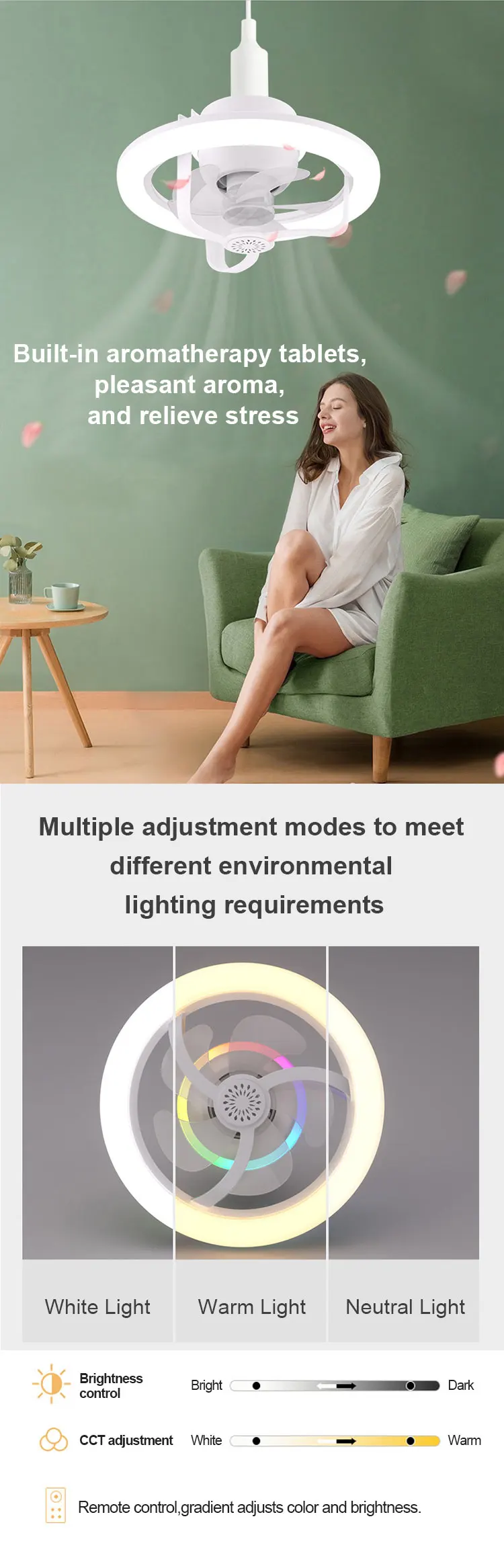 360&deg;Rotating E27 Ceiling Fan Bulb LED Light with Remote