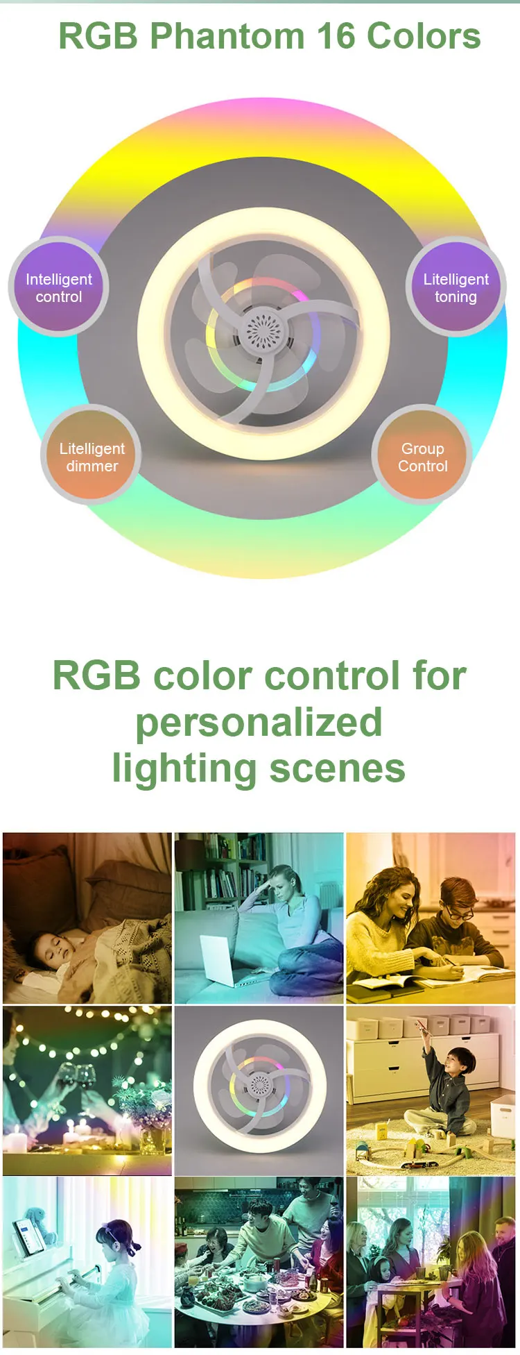 360&deg;Rotating E27 Ceiling Fan Bulb LED Light with Remote