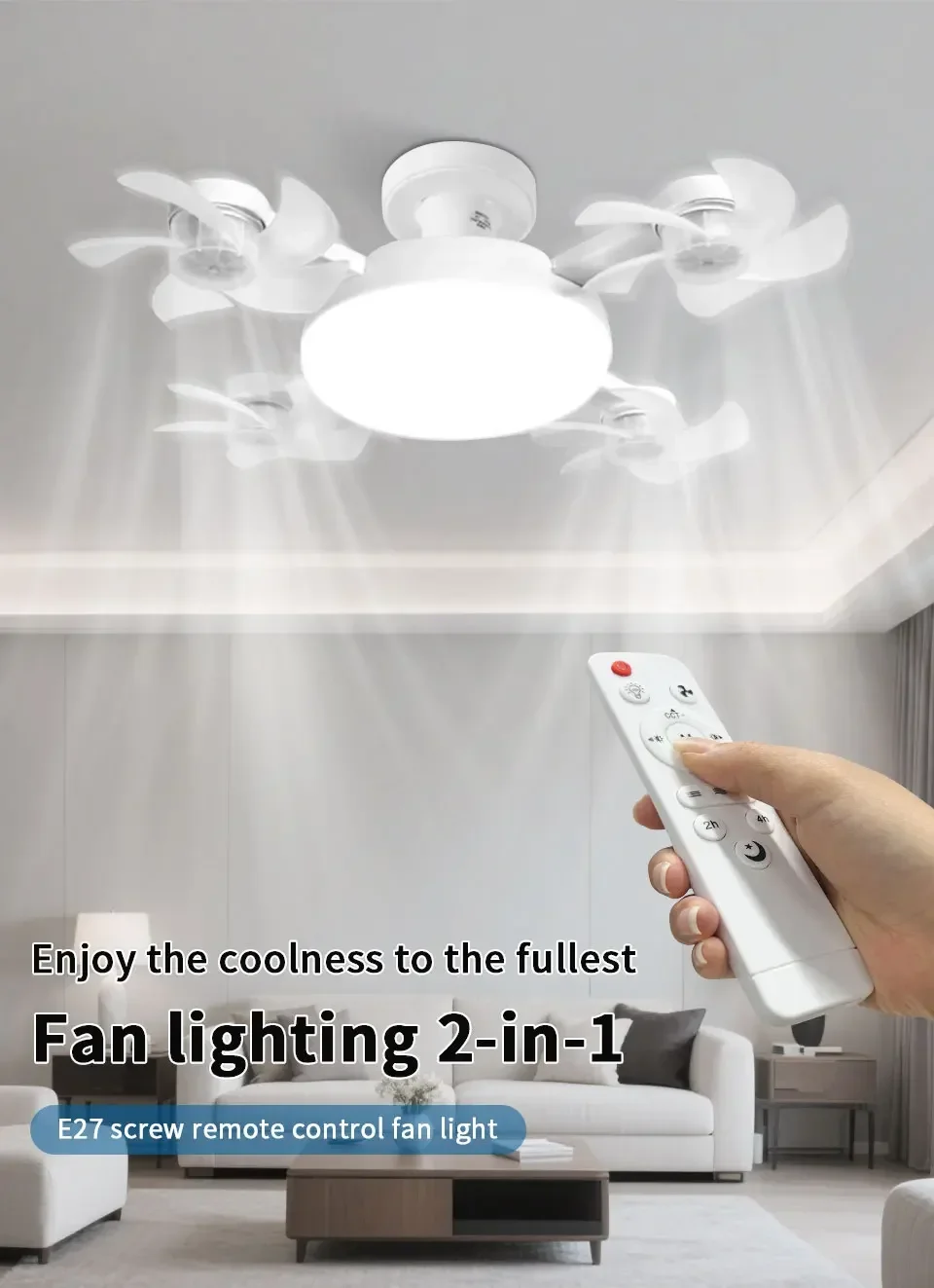 E27 Fan Light 2-in-1 60W  Drone Design Ceiling Fan Light with Remote Control
