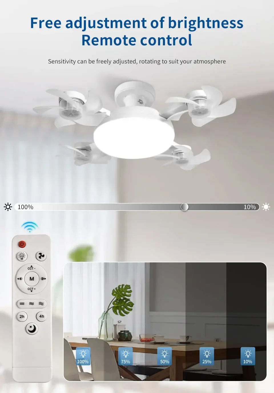E27 Fan Light 2-in-1 60W  Drone Design Ceiling Fan Light with Remote Control