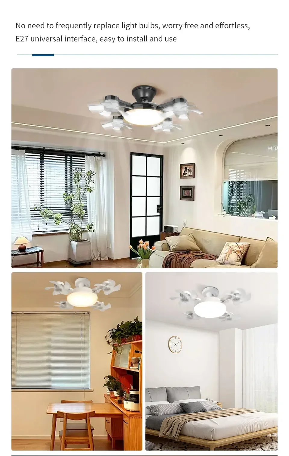 E27 Fan Light 2-in-1 60W  Drone Design Ceiling Fan Light with Remote Control