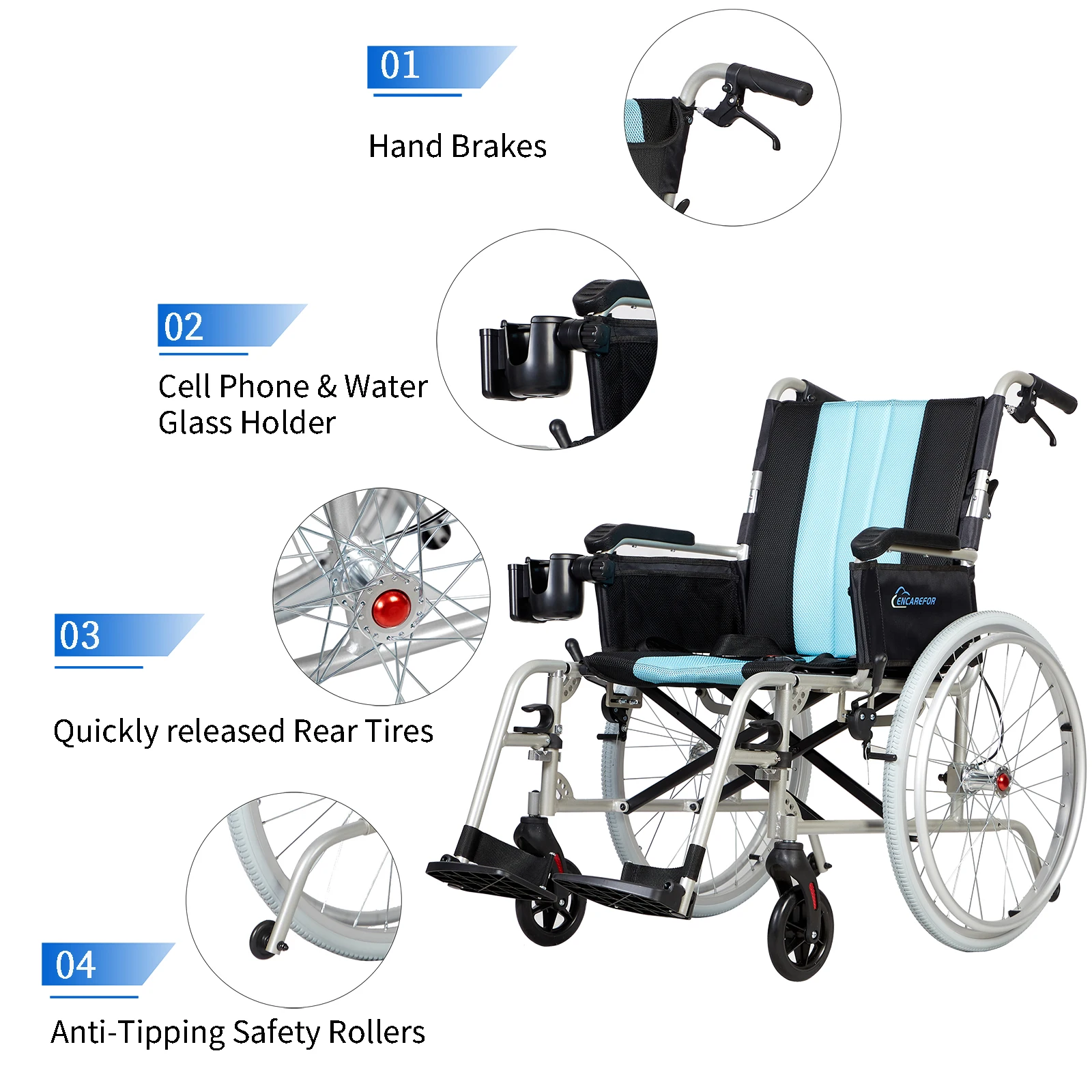 5.8KG Magnesium Ultra Lightweight Wheelchair HOSPITAL ACCESSORIES Color : silver|blue 5.8KG Magnesium Ultra Lightweight Wheelchair HOSPITAL ACCESSORIES Color : silver|blue