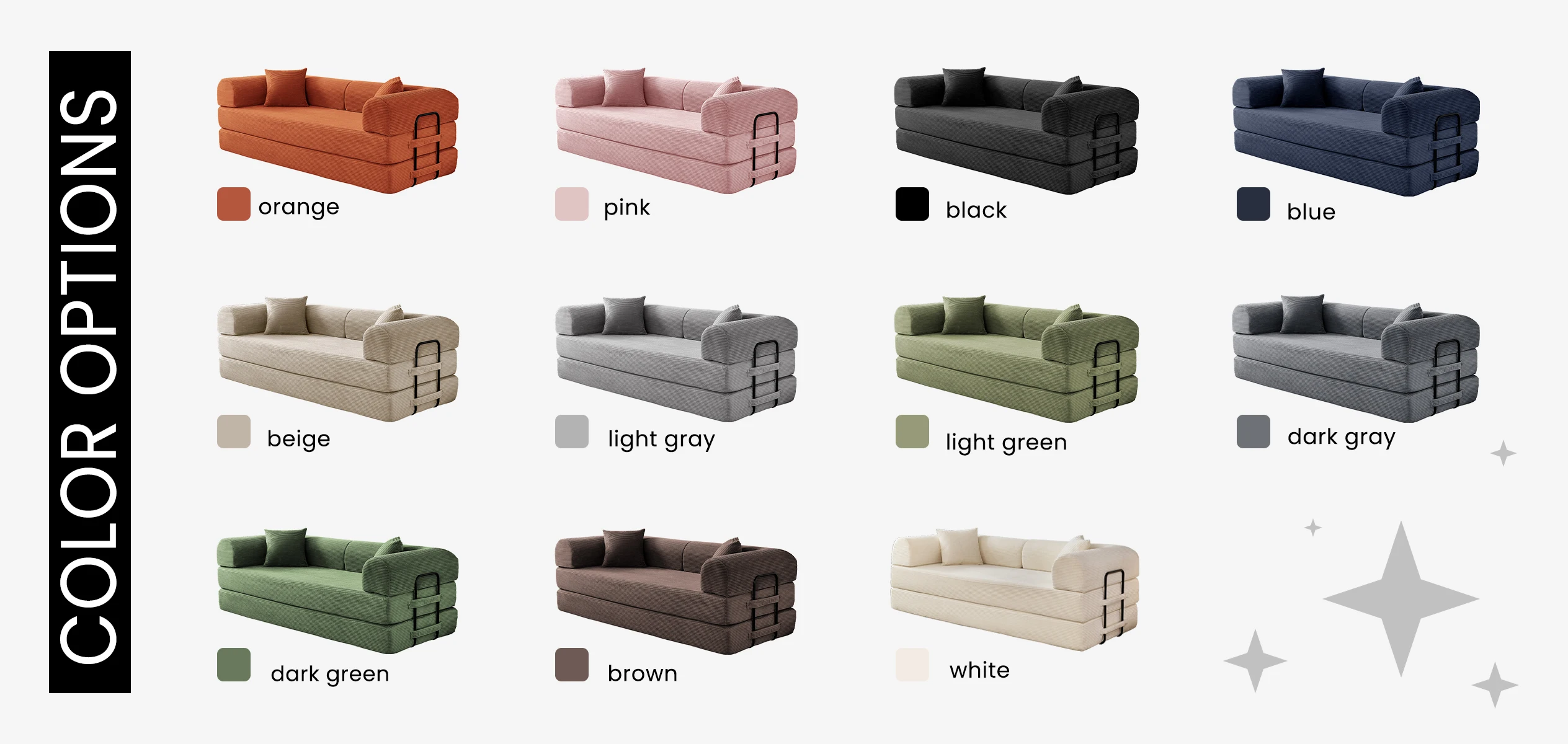 79'' Boneless Couch Foldable Convertible Futon Sleeper Sofa