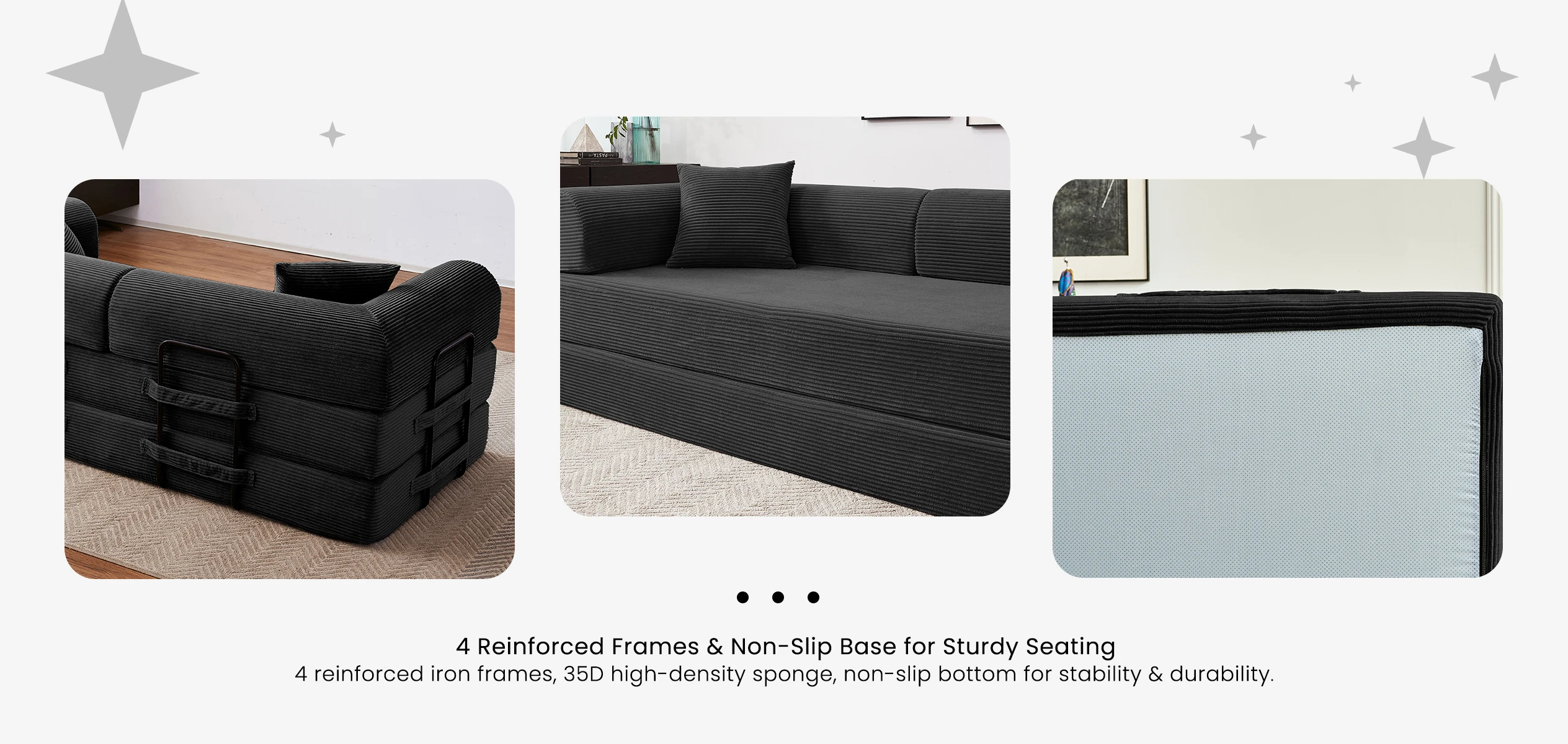 79'' Boneless Couch Foldable Convertible Futon Sleeper Sofa