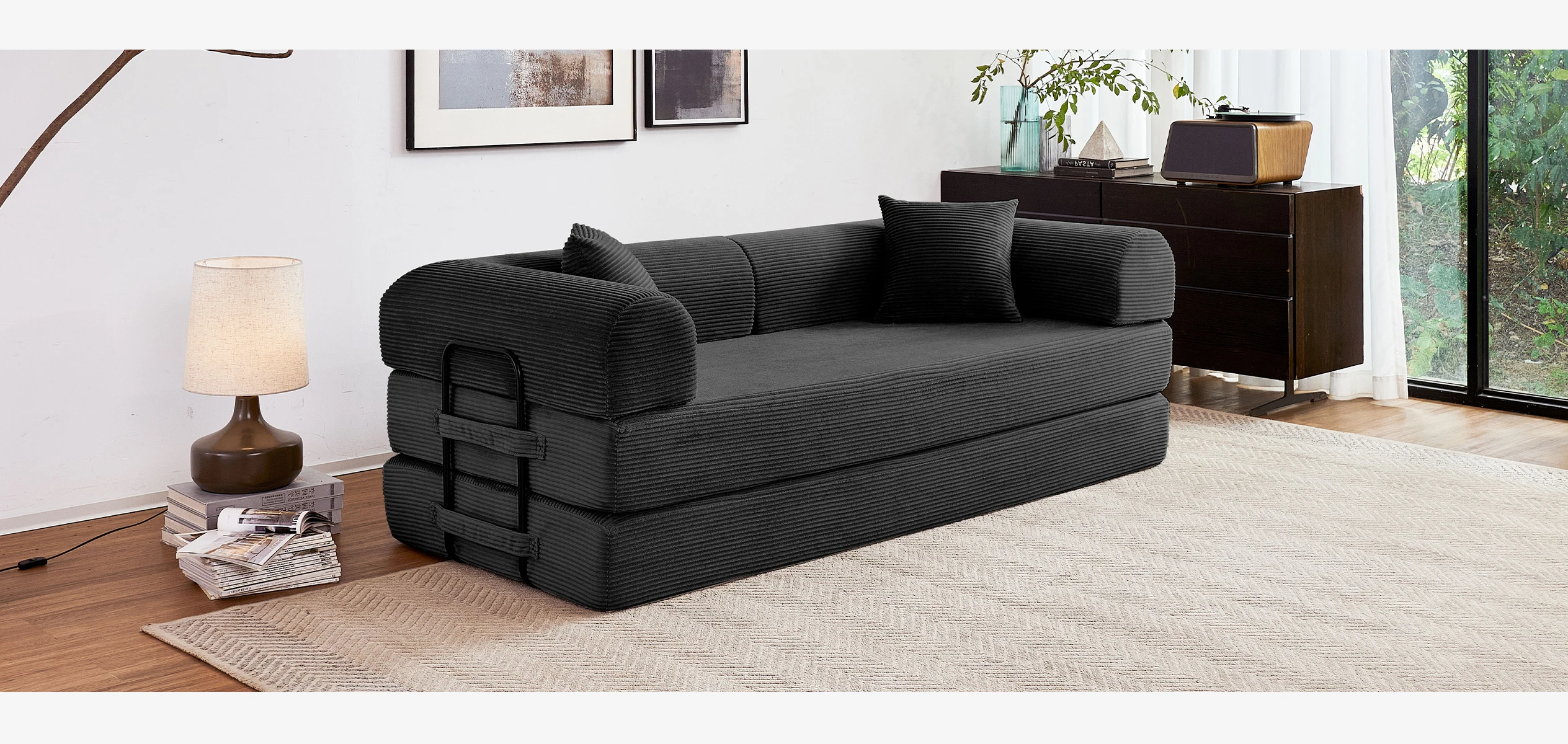 79'' Boneless Couch Foldable Convertible Futon Sleeper Sofa