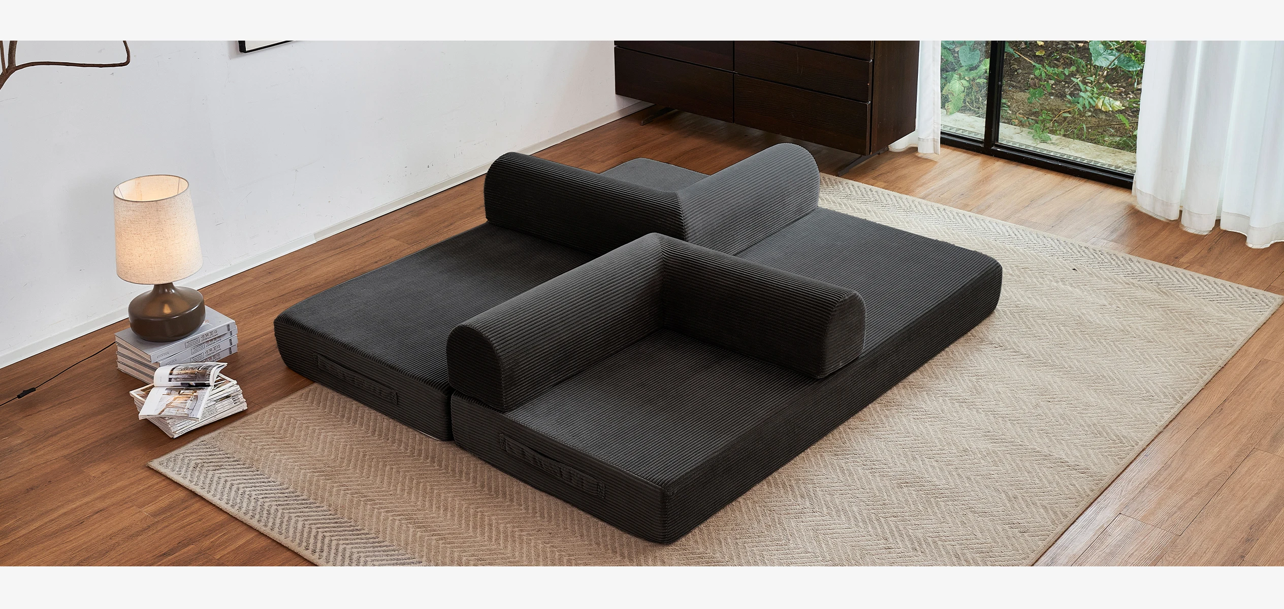 79'' Boneless Couch Foldable Convertible Futon Sleeper Sofa