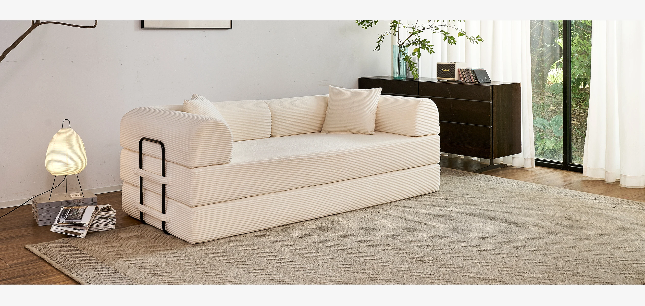 79'' Boneless Couch Foldable Convertible Futon Sleeper Sofa