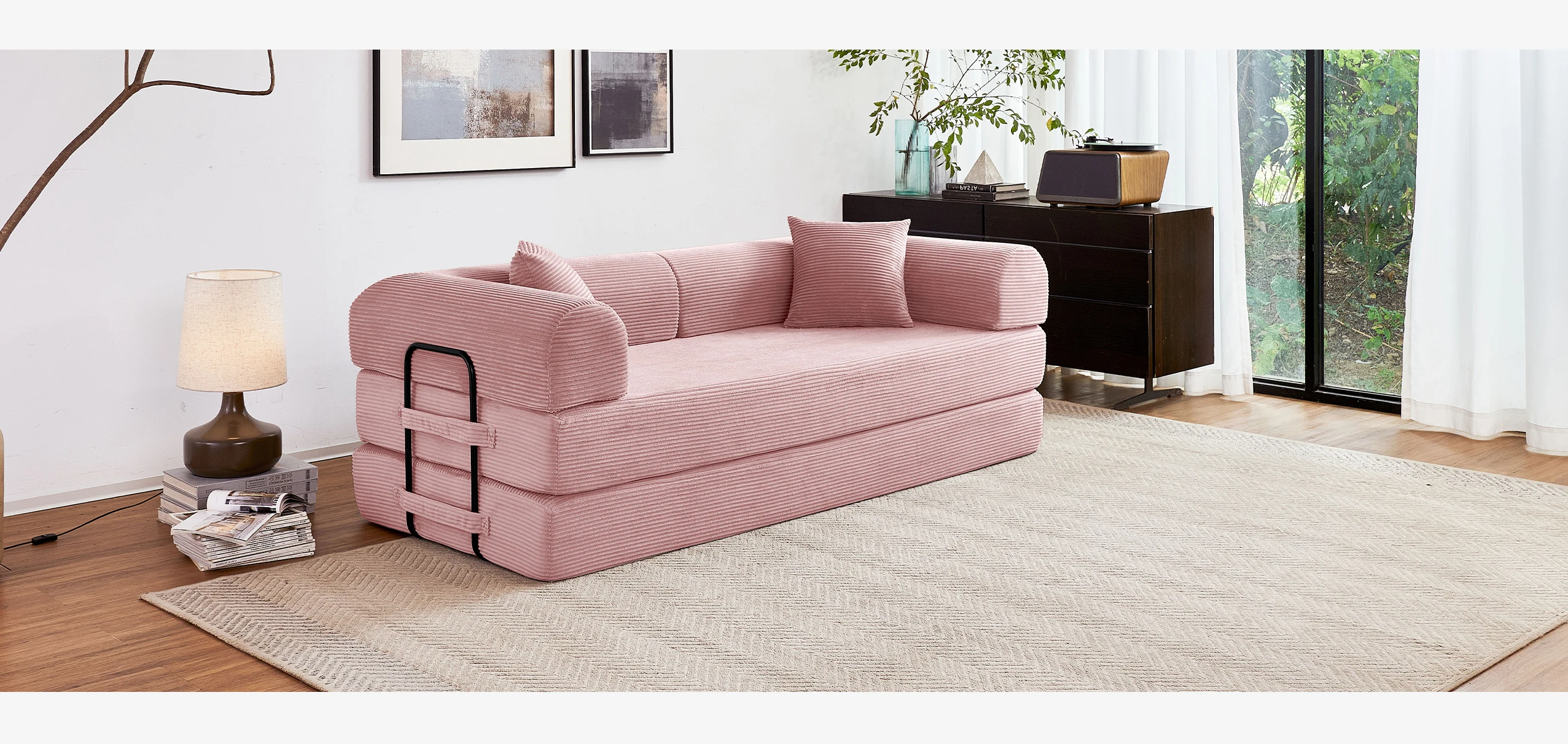 79'' Boneless Couch Foldable Convertible Futon Sleeper Sofa