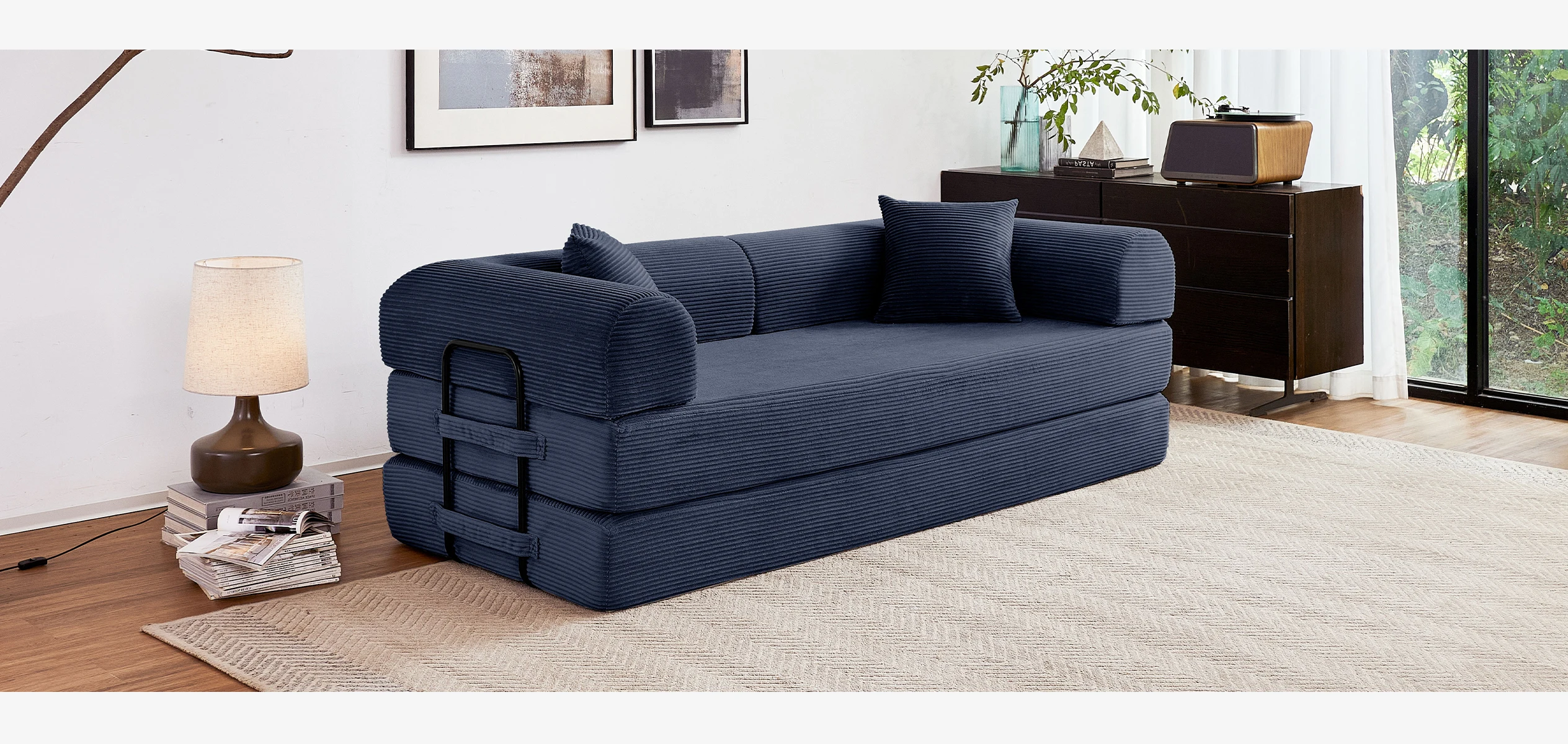 79'' Boneless Couch Foldable Convertible Futon Sleeper Sofa