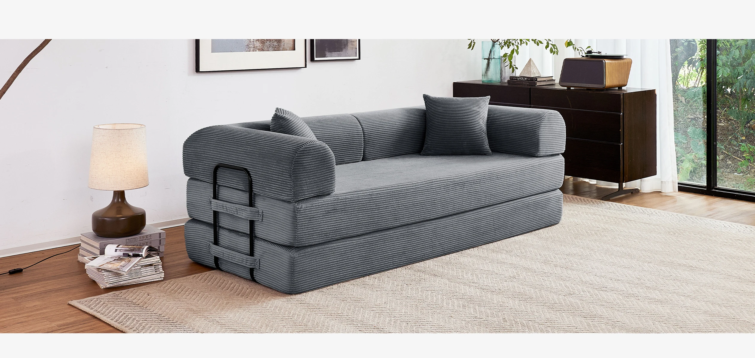 79'' Boneless Couch Foldable Convertible Futon Sleeper Sofa
