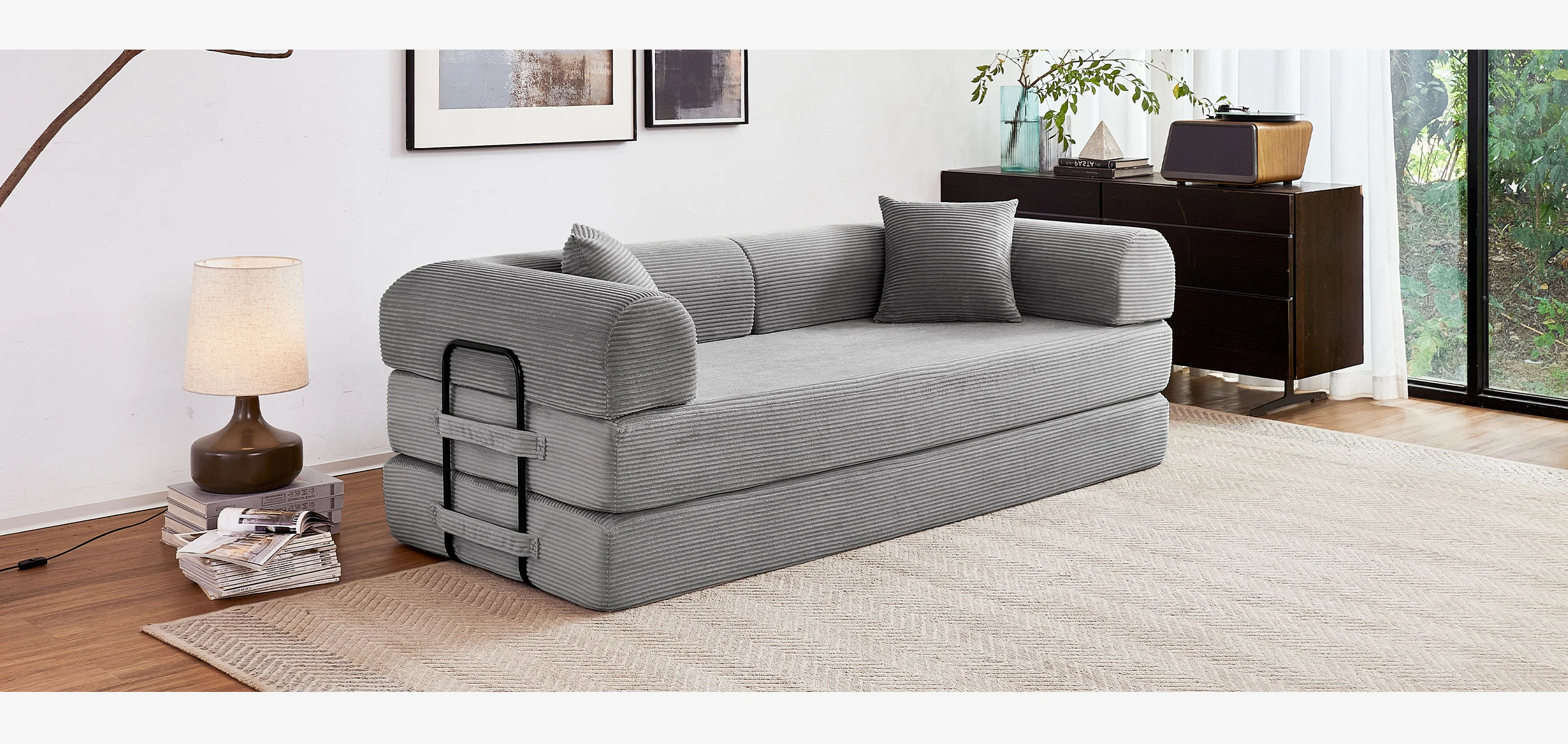79'' Boneless Couch Foldable Convertible Futon Sleeper Sofa