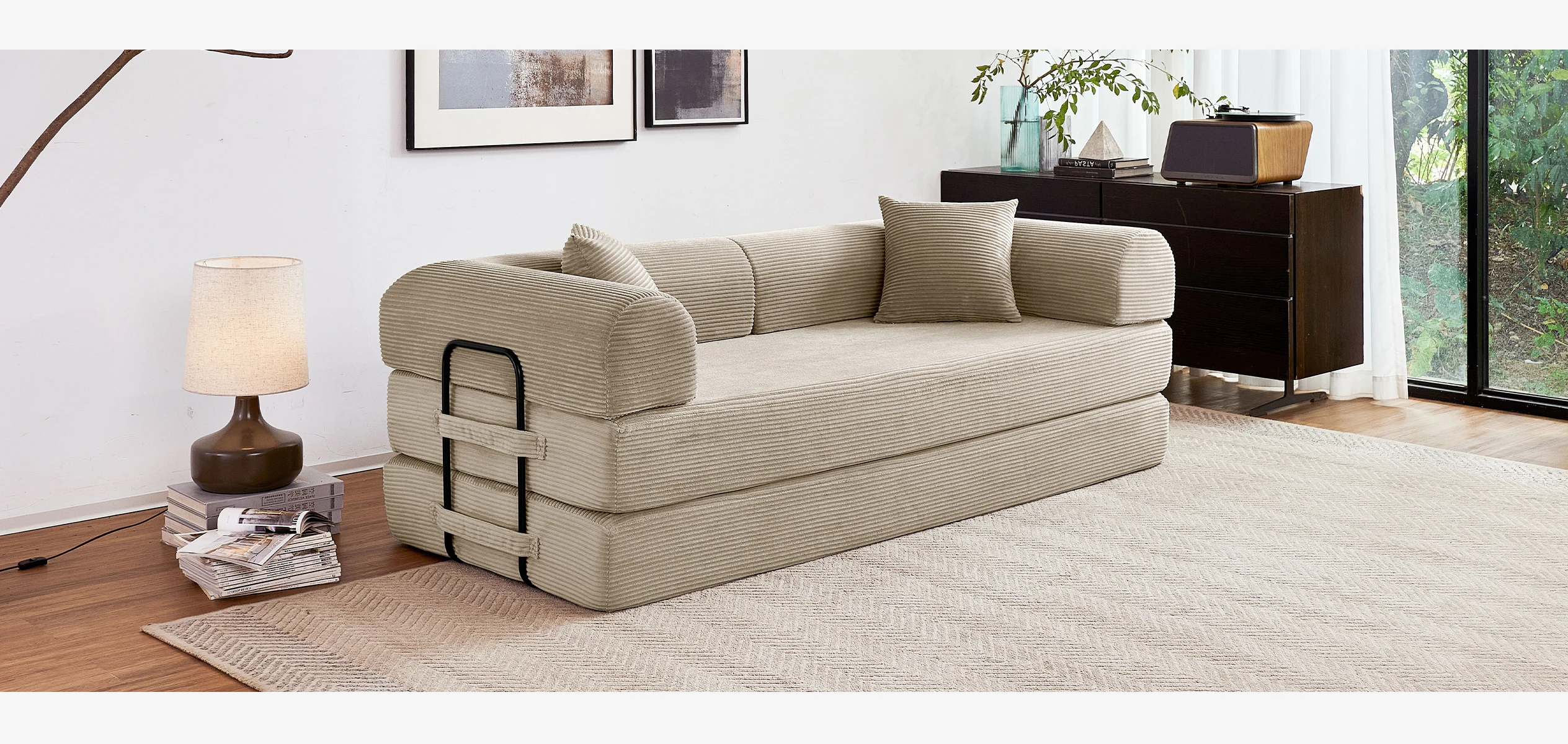 79'' Boneless Couch Foldable Convertible Futon Sleeper Sofa
