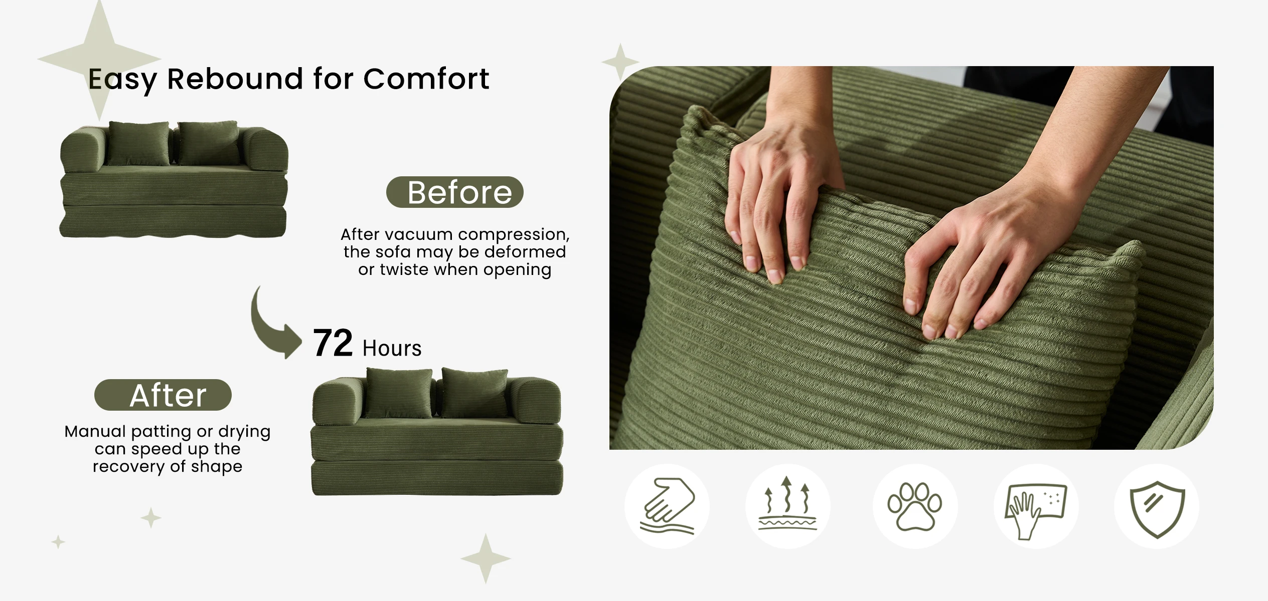 79'' Boneless Couch Foldable Convertible Futon Sleeper Sofa