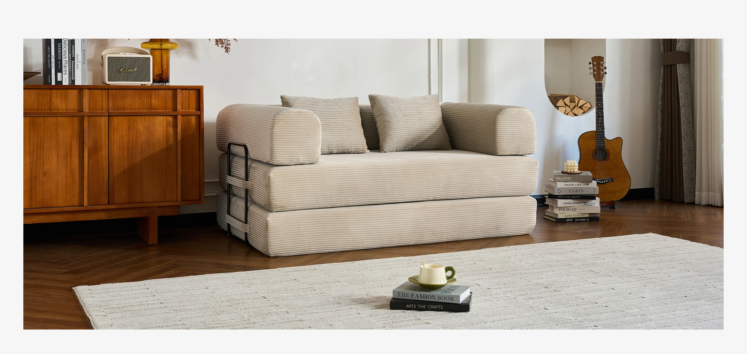 79'' Boneless Couch Foldable Convertible Futon Sleeper Sofa