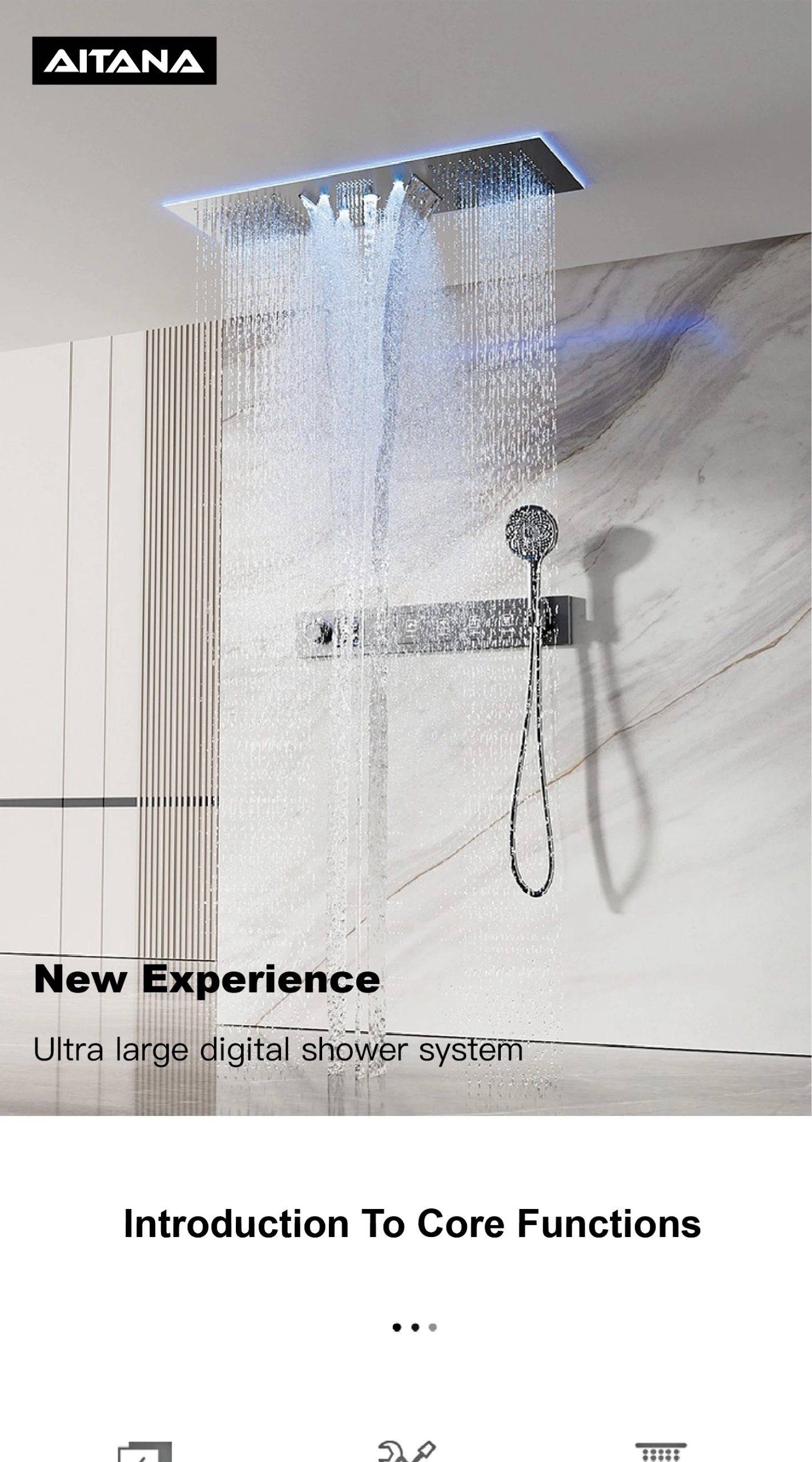 Luxury Brass Gunmetal LED Display Thermostatic Shower System
