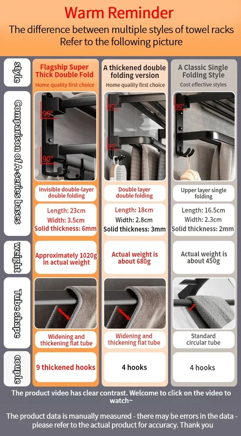 Aluminum Upgrade and Thicken Grey Black 40CM-60CM Towel Rack