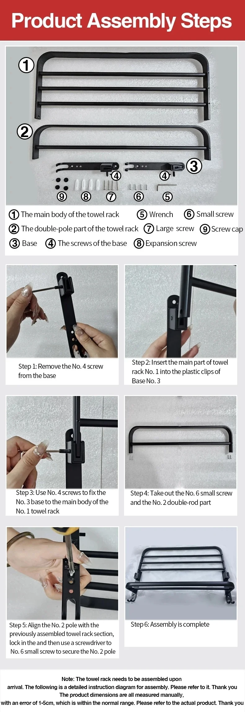 Aluminum Upgrade and Thicken Grey Black 40CM-60CM Towel Rack
