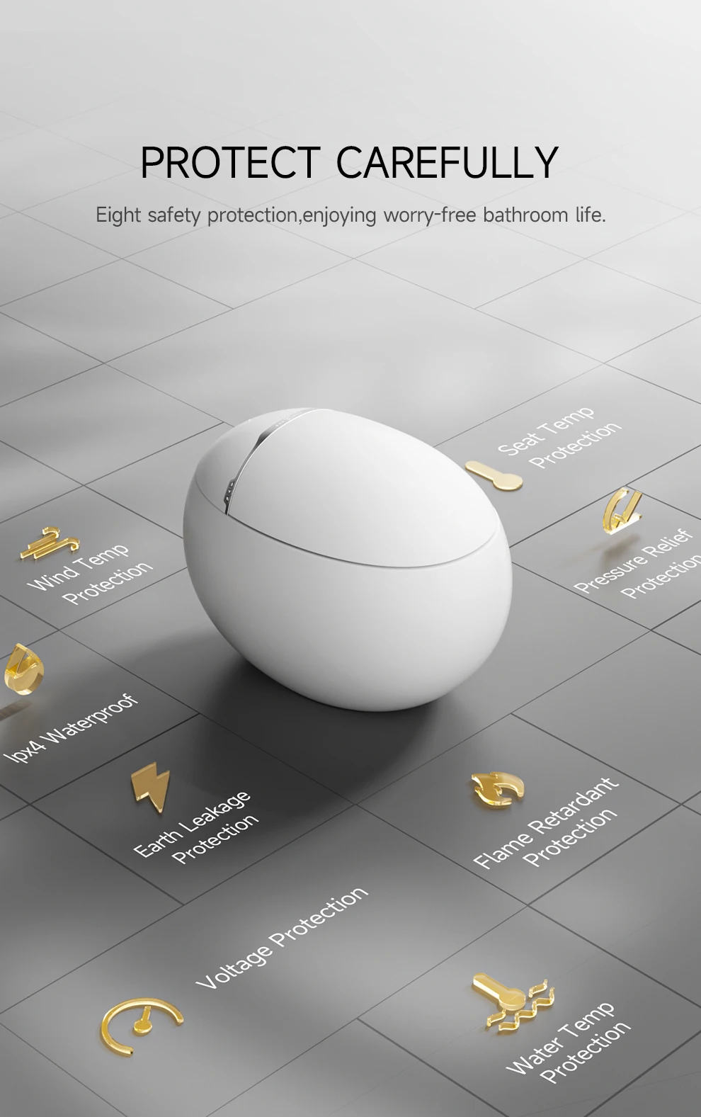 Auto-Washing & Deodorizing Intelligent Smart Toilet