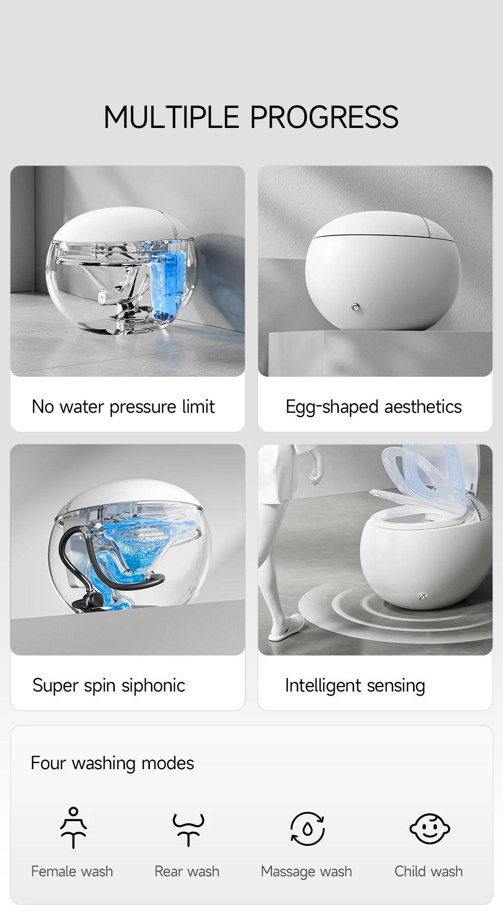 Auto-Washing & Deodorizing Intelligent Smart Toilet