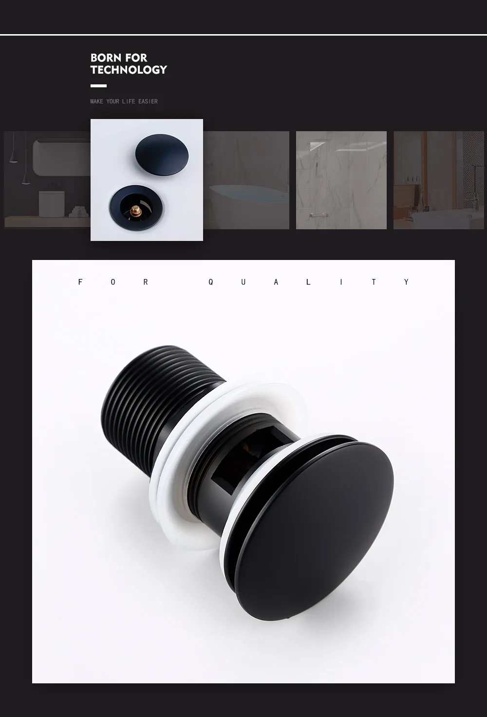 Bathroom Basin Sink Pop-Up Drain Waste Stopper