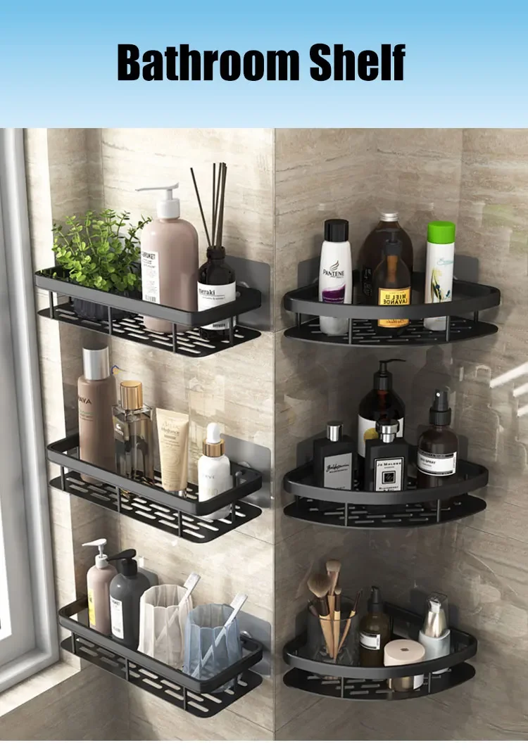Bathroom Shelf Makeup Storage Organizer Aluminum Alloy Shampoo Rack Bathroom Shelf Makeup Storage Organizer Aluminum Alloy Shampoo Rack
