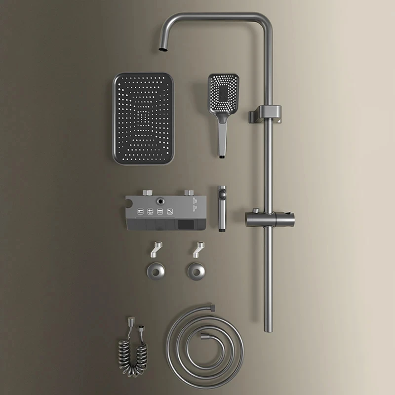 Bathroom Shower Set with LED Display BATHROOM ACCESSORIES Color : blackA|White|Grey|Black|Gun Gray A Bathroom Shower Set with LED Display BATHROOM ACCESSORIES Color : blackA|White|Grey|Black|Gun Gray A