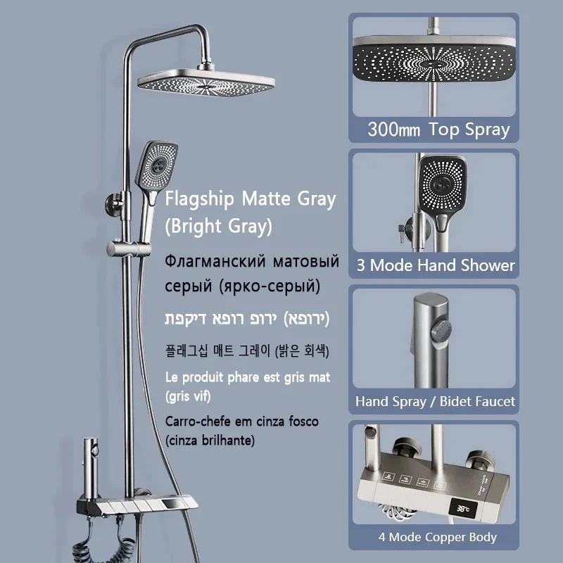 Bathroom Shower Set with LED Display BATHROOM ACCESSORIES Color : blackA|White|Grey|Black|Gun Gray A Bathroom Shower Set with LED Display BATHROOM ACCESSORIES Color : blackA|White|Grey|Black|Gun Gray A