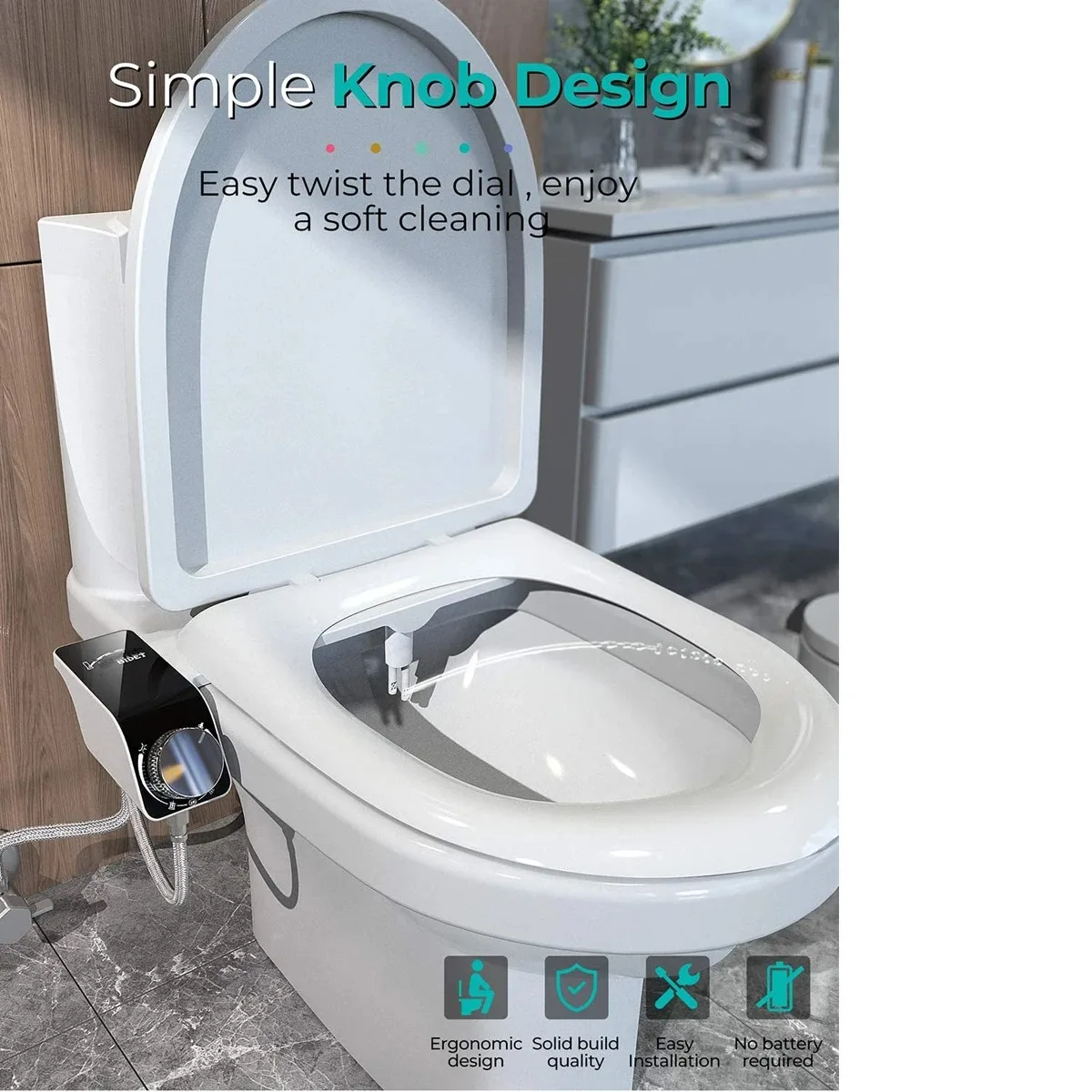 Bidet Toilet Seat Attachment Non-Electric Self-Cleaning
