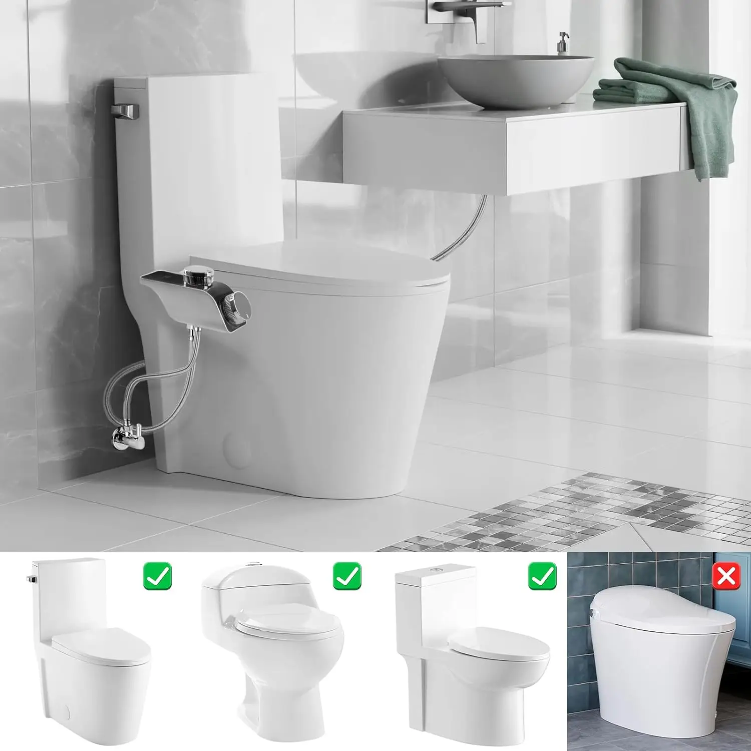 Bidet Toilet Seat Attachment Non-Electric Self-Cleaning BATHROOM ACCESSORIES Color : Hot and Cold|Single Cold Bidet Toilet Seat Attachment Non-Electric Self-Cleaning BATHROOM ACCESSORIES Color : Hot and Cold|Single Cold