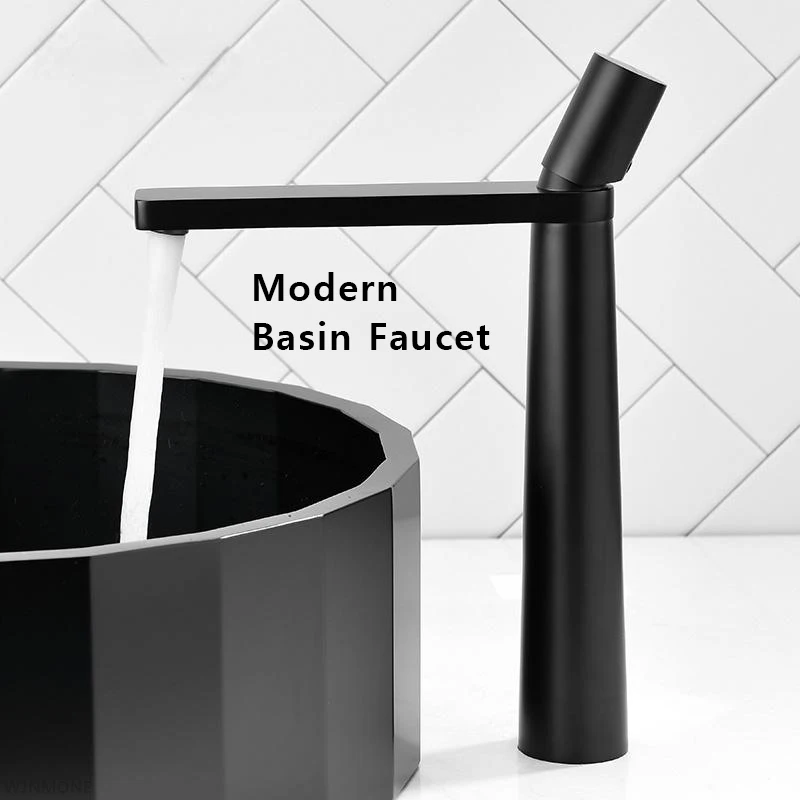 Black Basin Faucet Modern Copper Bathroom Mixer Taps